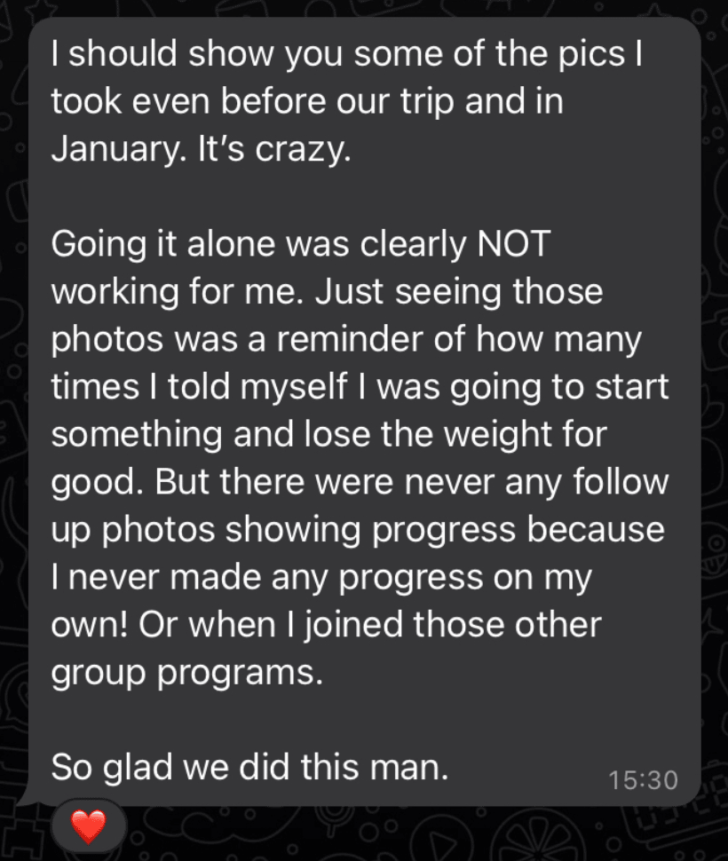 Client transformation result 10 - Executive Athlete coaching testimonial