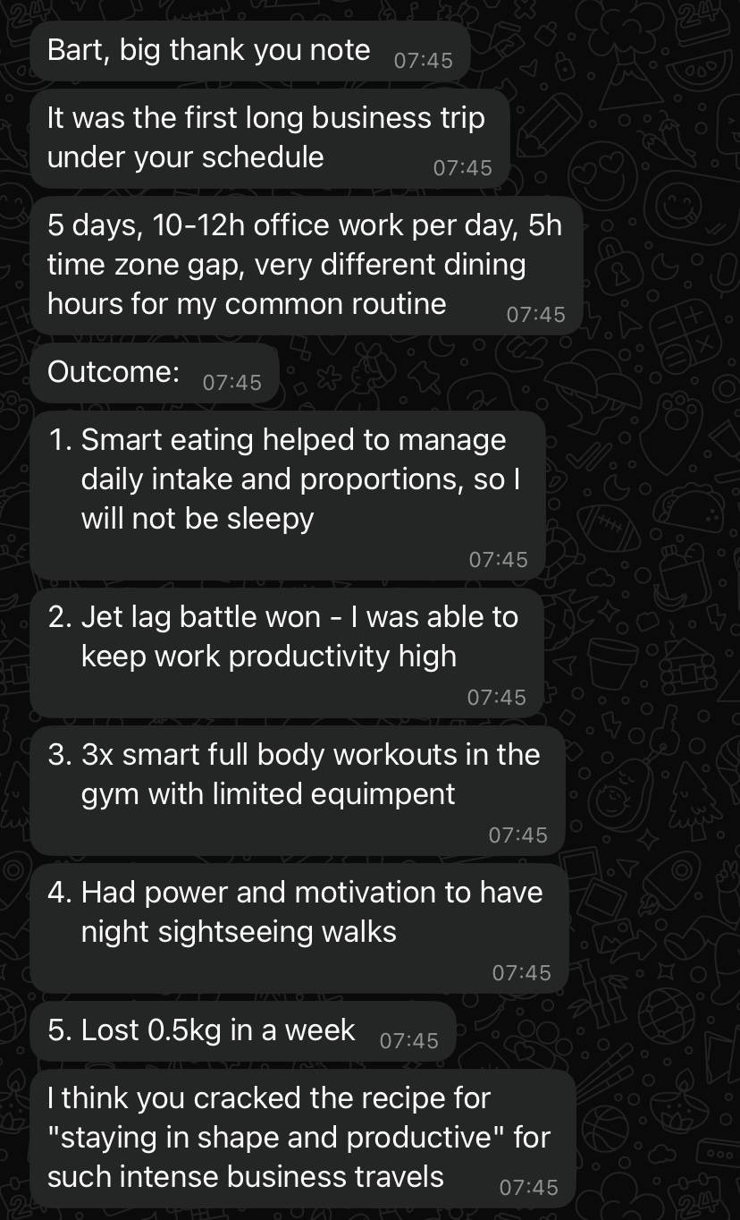 Client transformation result 12 - Executive Athlete coaching testimonial