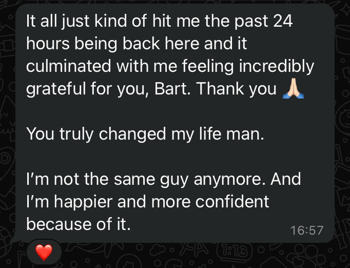 Client transformation result 8 - Executive Athlete coaching testimonial